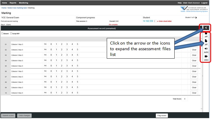 Figure 24: Expanding the assessment files list