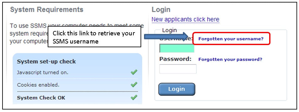 Figure 6: 'Forgotten your username?' link