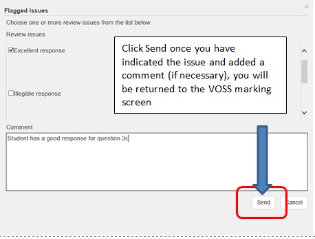 Figure 30: Send for review categories and Comment screen