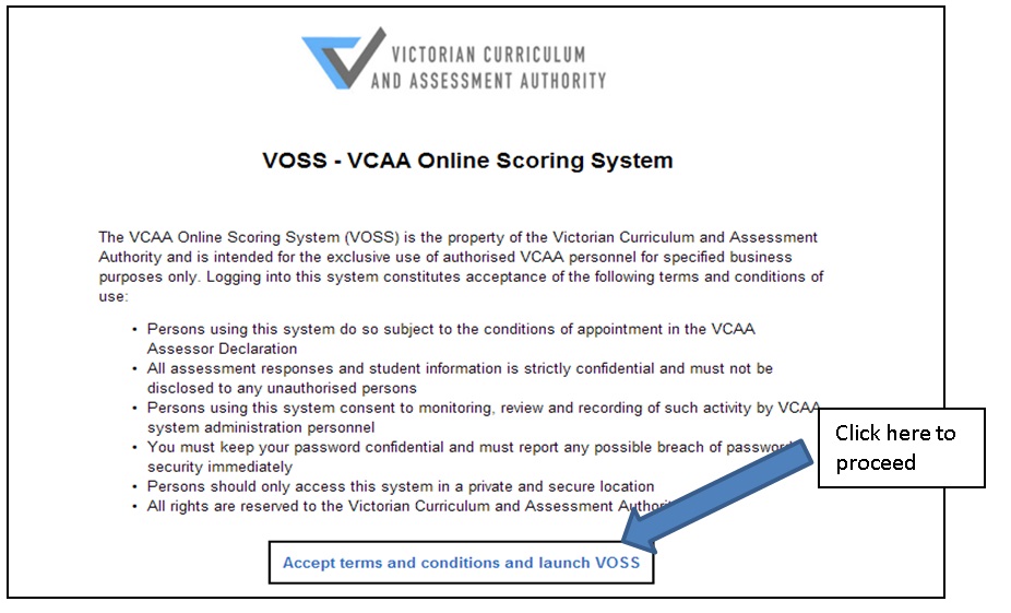 Figure 2: VOSS Terms and Conditions page