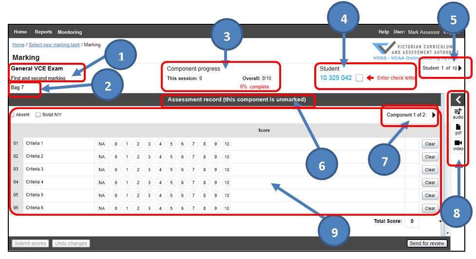 Figure 17: VOSS marking screen